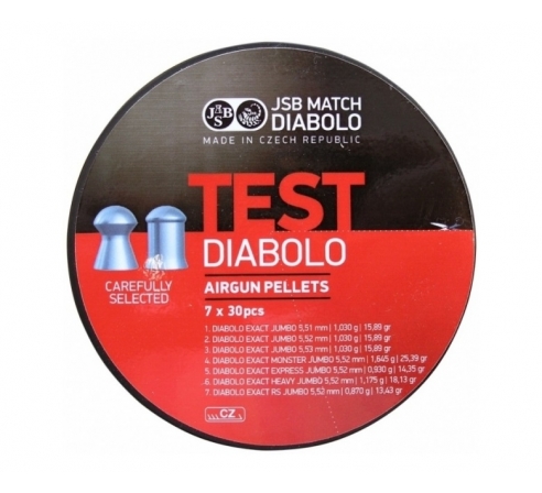 Пули JSB Test Diabolo (набор) 5,5 мм, 210 штук по низким ценам в магазине Пневмач