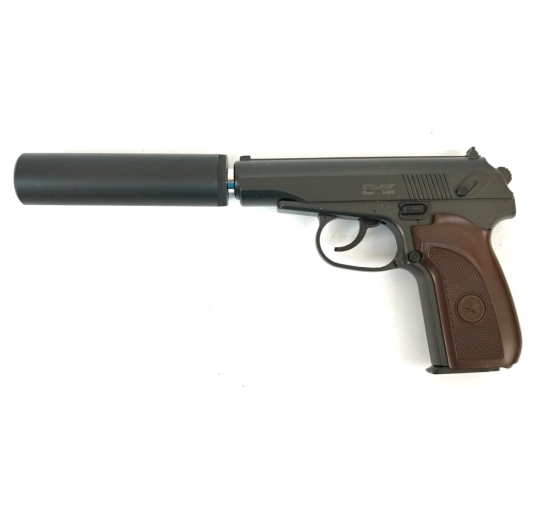 Пневматический пистолет спринговый Stalker SAPS Spring (аналог PM) + имитация глушителя